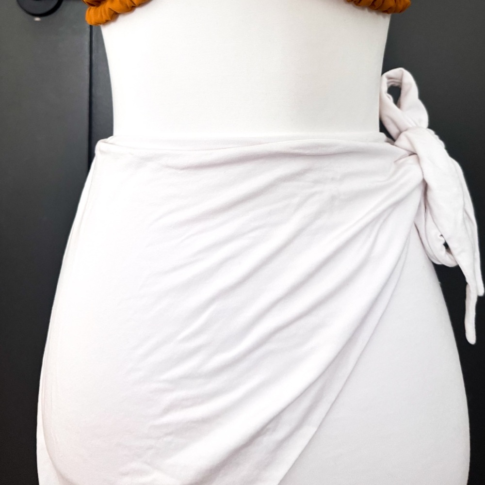 Indah White Mini Wrap Skirt